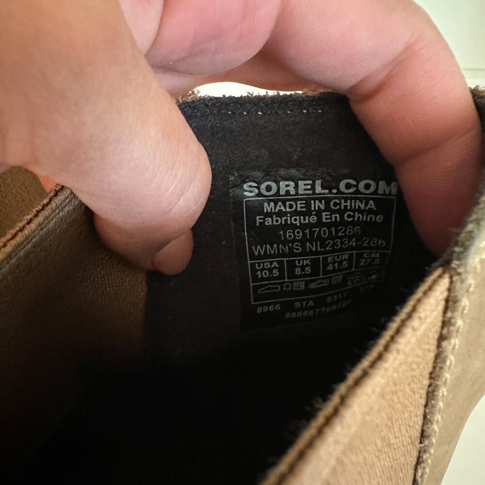 Sorel Lea Joan of Arctic Leather Wedge Ankle Bootie Brown 10.5 - Picture 9 of 9